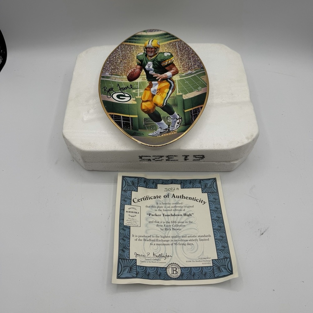 Vintage Brett Favre Green Bay Packers Touchdown High Plate Bradford Exchange NFL